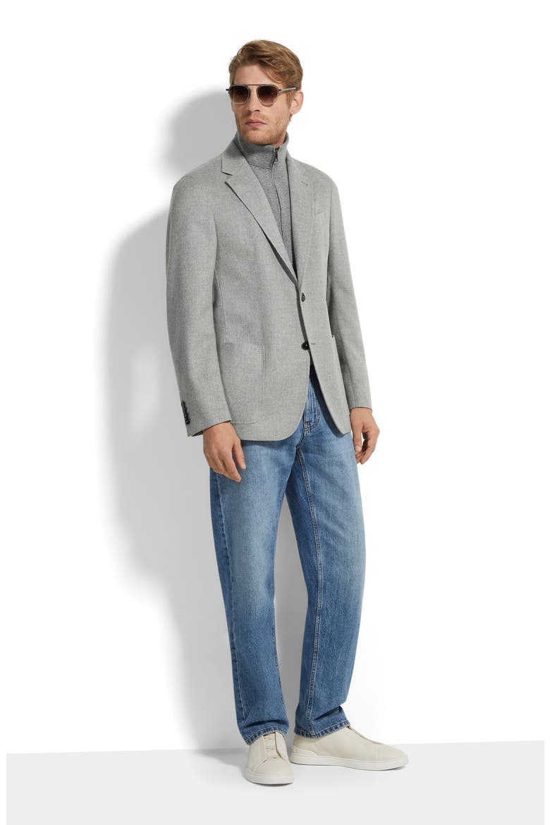Oasi Cashmere Sport Coat with Detachable Bib, Alternate, color, GREY MELANGE