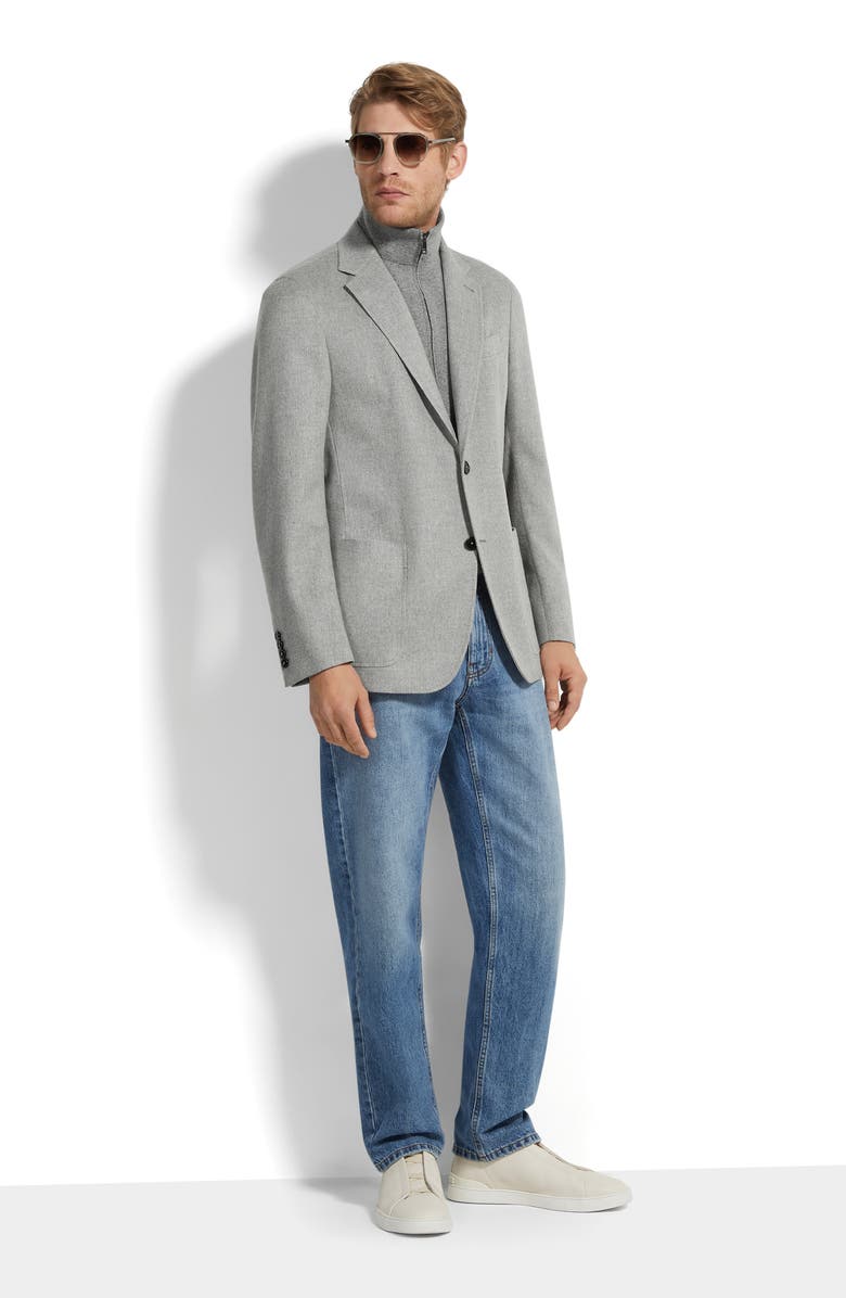 ZEGNA Oasi Cashmere Sport Coat with Detachable Bib, Alternate, color, Grey Melange