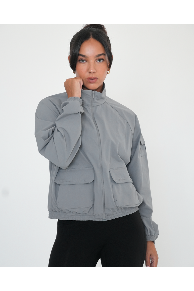 Cargo Nylon Windbreaker Jacket, Alternate, color, Stone