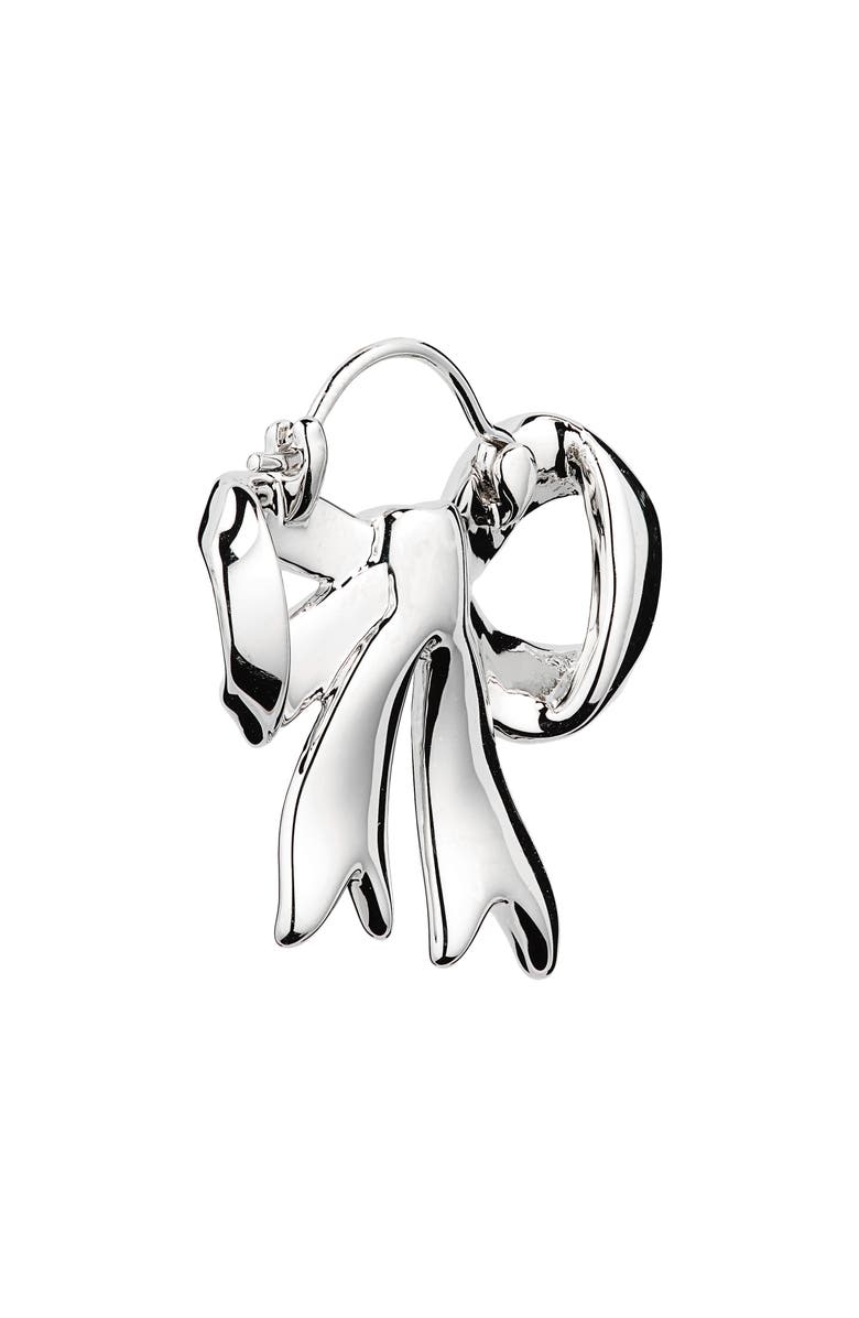 Sandy Liang Monyo Bow Hoop Earrings, Alternate, color, Sterling Silver