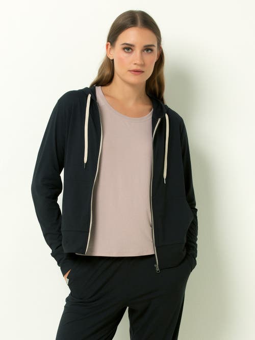 Single Stitch Lightweight Full Zip Hoodie In Black