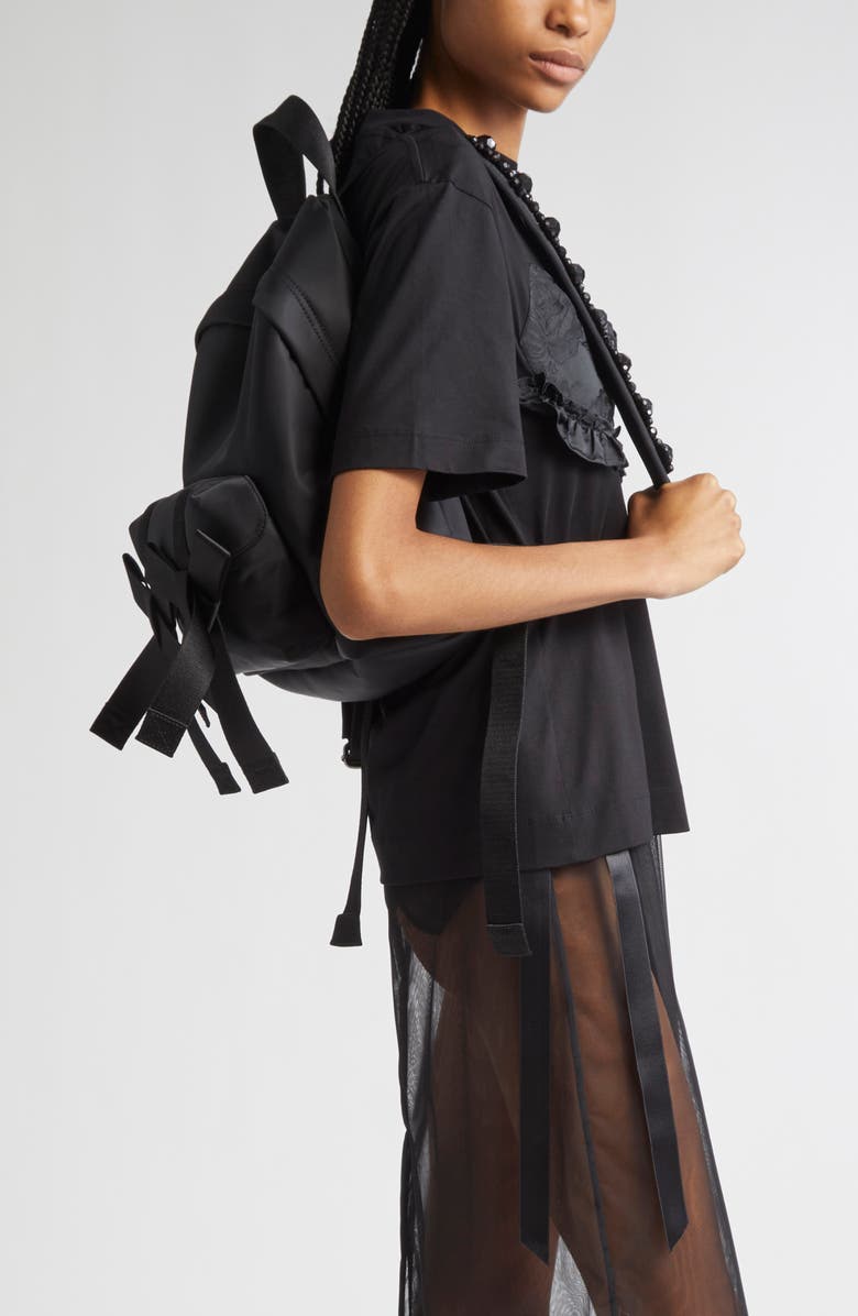 Simone Rocha Bow Front Backpack, Alternate, color, Black/Jet