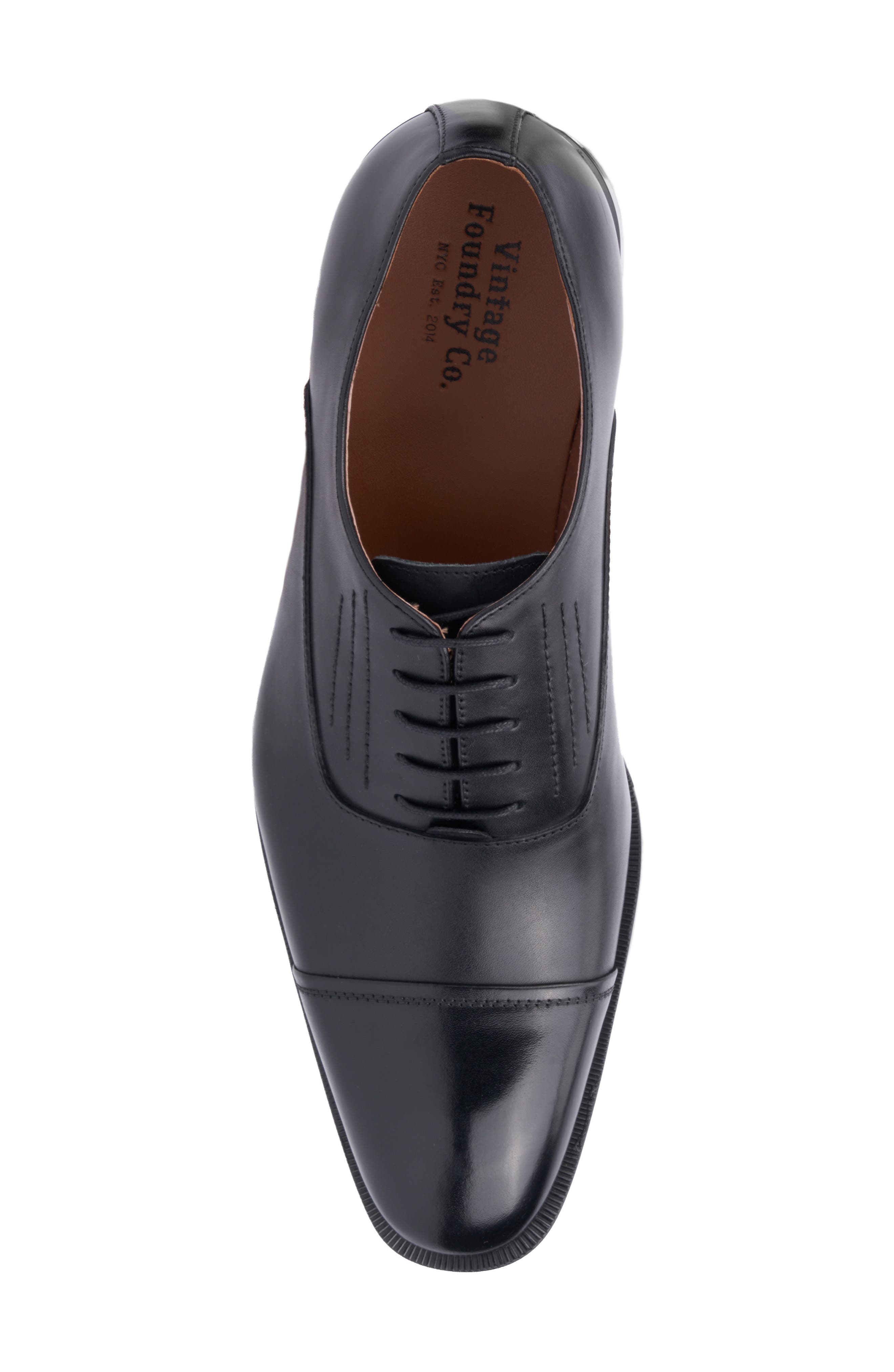 VINTAGE FOUNDRY Pence Cap Toe Leather Oxford, Alternate, color, Black