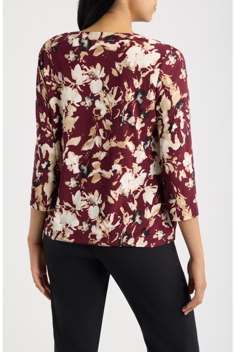 Floral Print Three-Quarter Sleeve Henley, Alternate, color, BAROLO MULTI