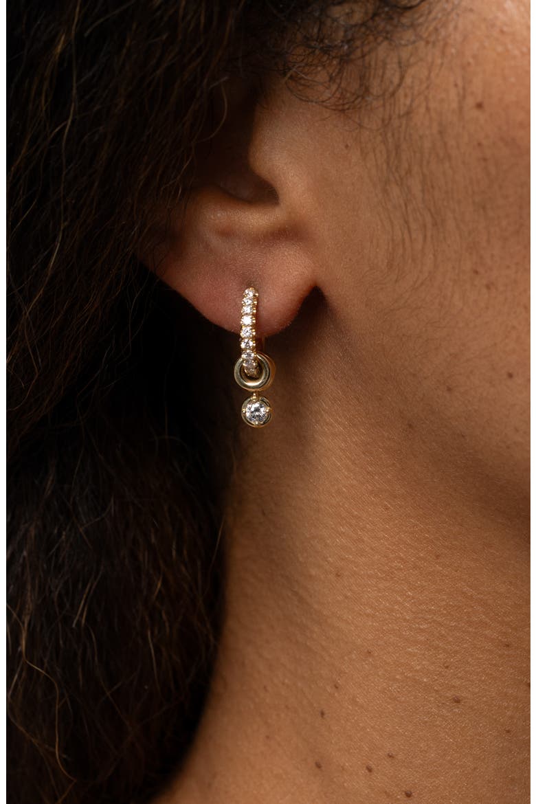Zahra Diamond Pavé Huggie Hoop Earrings, Alternate, color, YELLOW GOLD