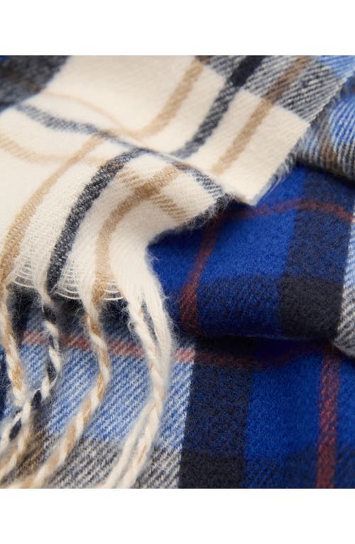 Mango Check Fringe Scarf In Blue