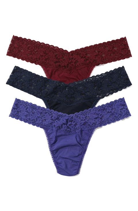 Holiday Cracker Assorted 3-Pack Low Rise Cotton Thongs
