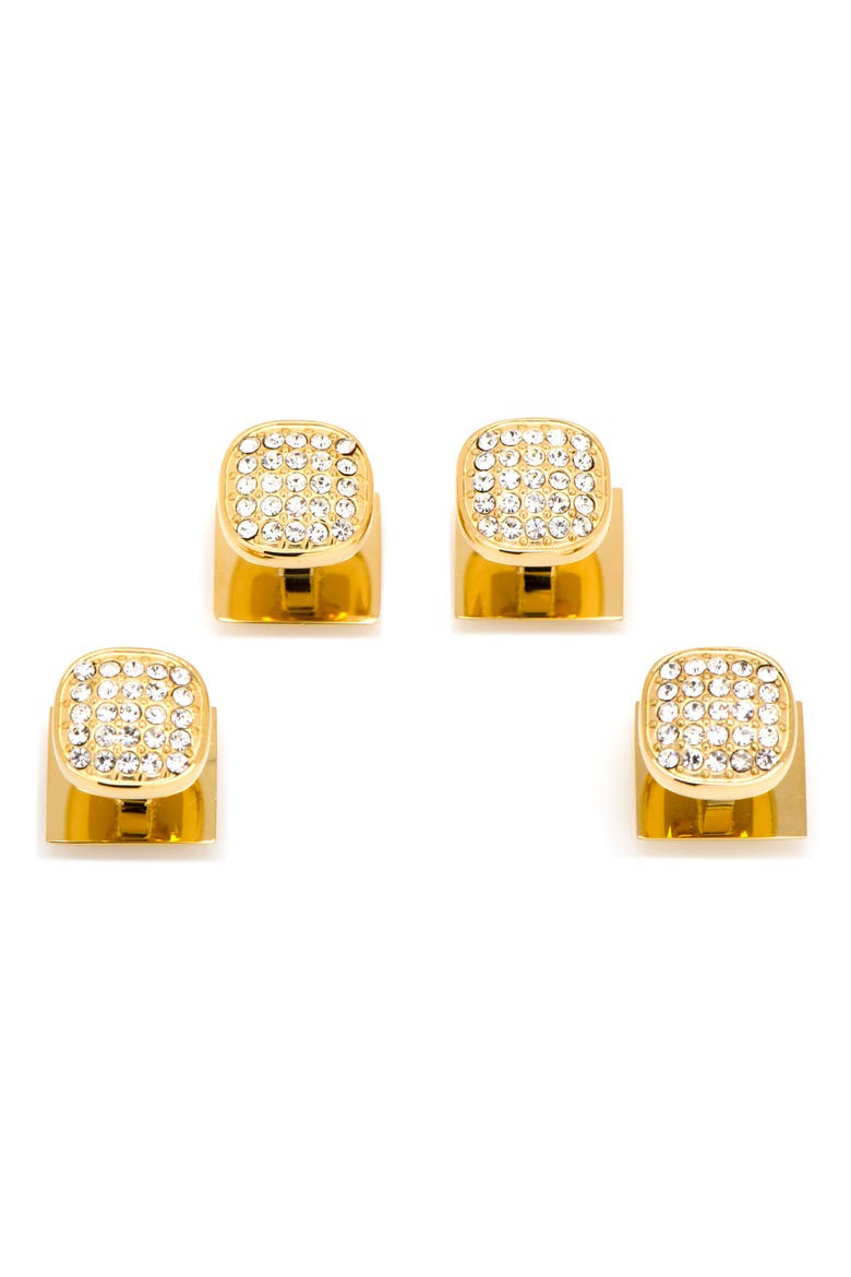 Pavé Goldtone Cuff Links, Alternate, color, GOLD/ WHITE