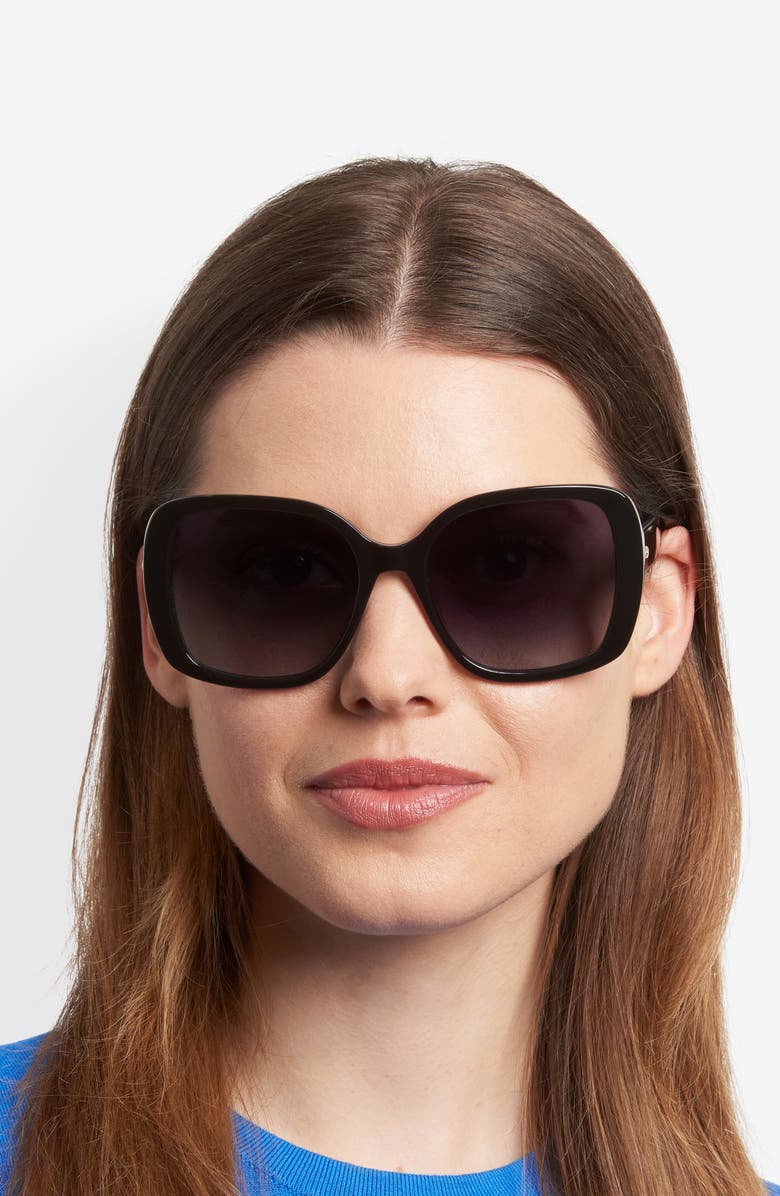 Kate Spade New York Wenona 57mm Square Sunglasses, Alternate, color, Black/ Blue