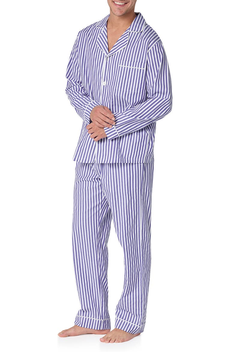 Stripe Organic Cotton Blend Pajamas, Alternate, color, NAVY 3D STRIPE