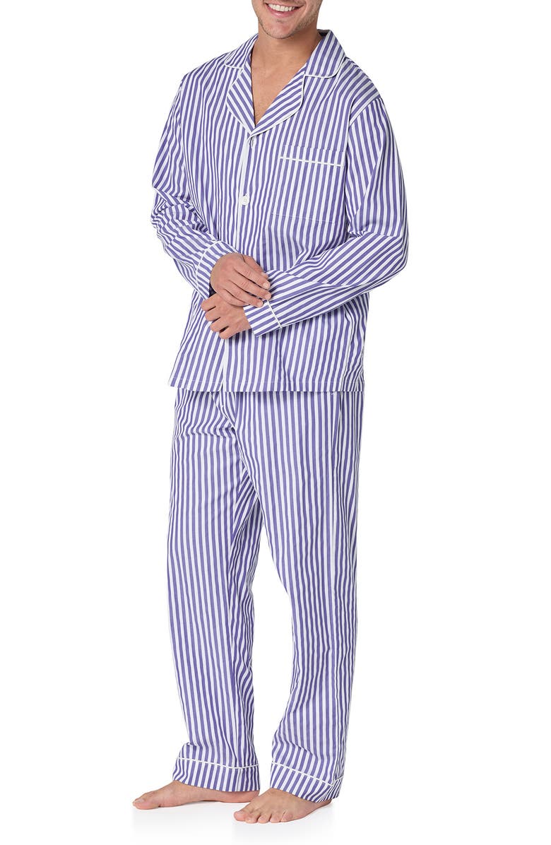BedHead Pajamas Stripe Organic Cotton Blend Pajamas, Alternate, color, Navy 3D Stripe