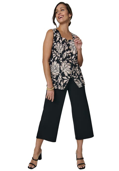 Stretch Crepe Square Neck Vest And Crop Pant Set (Plus)