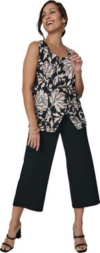 Jessica London Stretch Crepe Square Neck Vest And Crop Pant Set