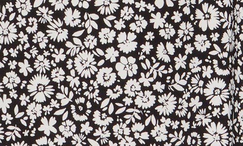 Tommy Hilfiger Floral Flutter Sleeve Jersey Shift Dress In Black/ivory