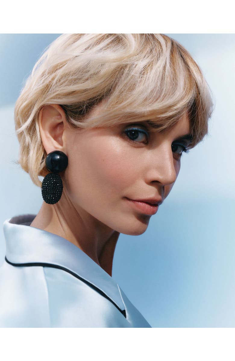 Saulė Label Selena Clip-On Earrings, Alternate, color, Onyx Nightfall