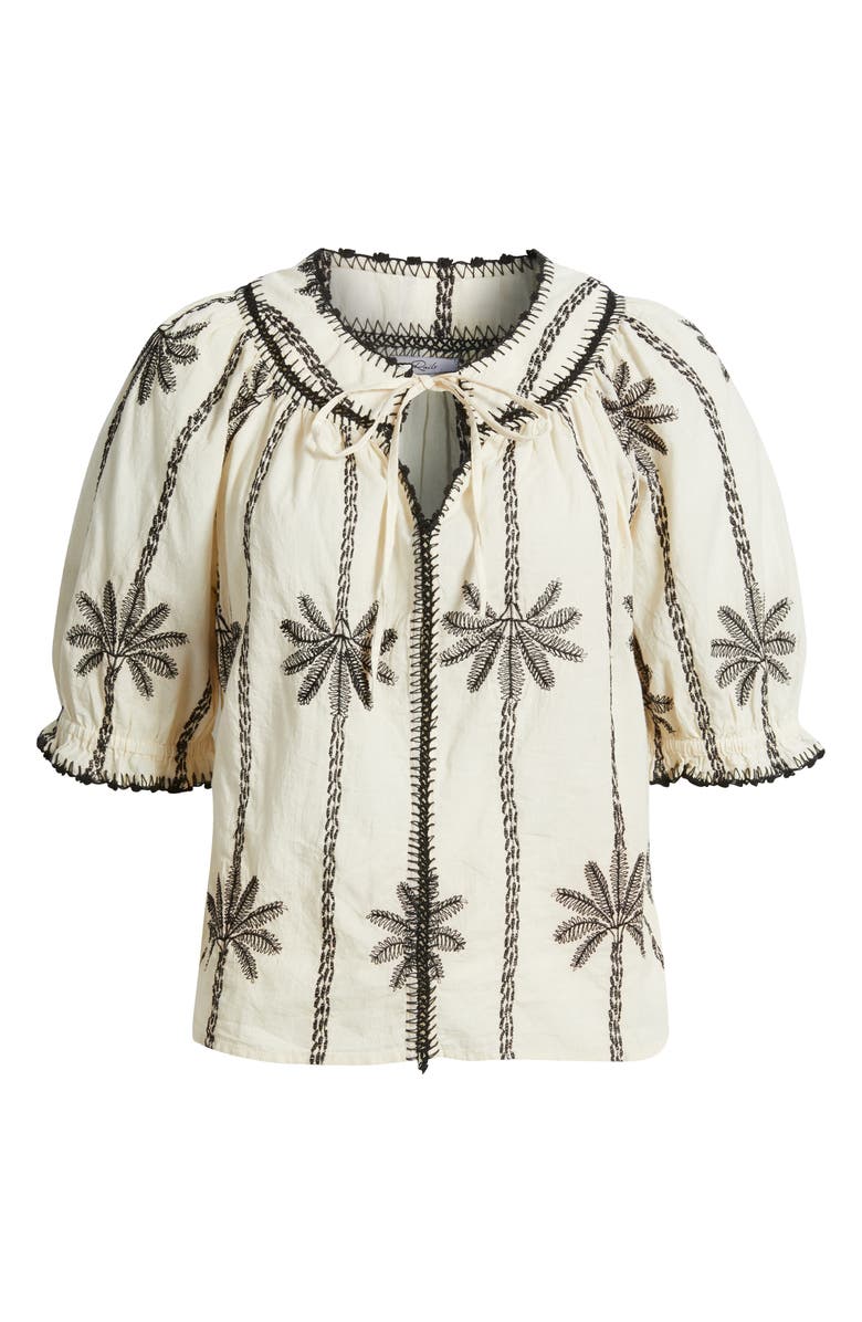 Rails Belina Embroidered Elbow Sleeve Top, Alternate, color, Embroidered Palms