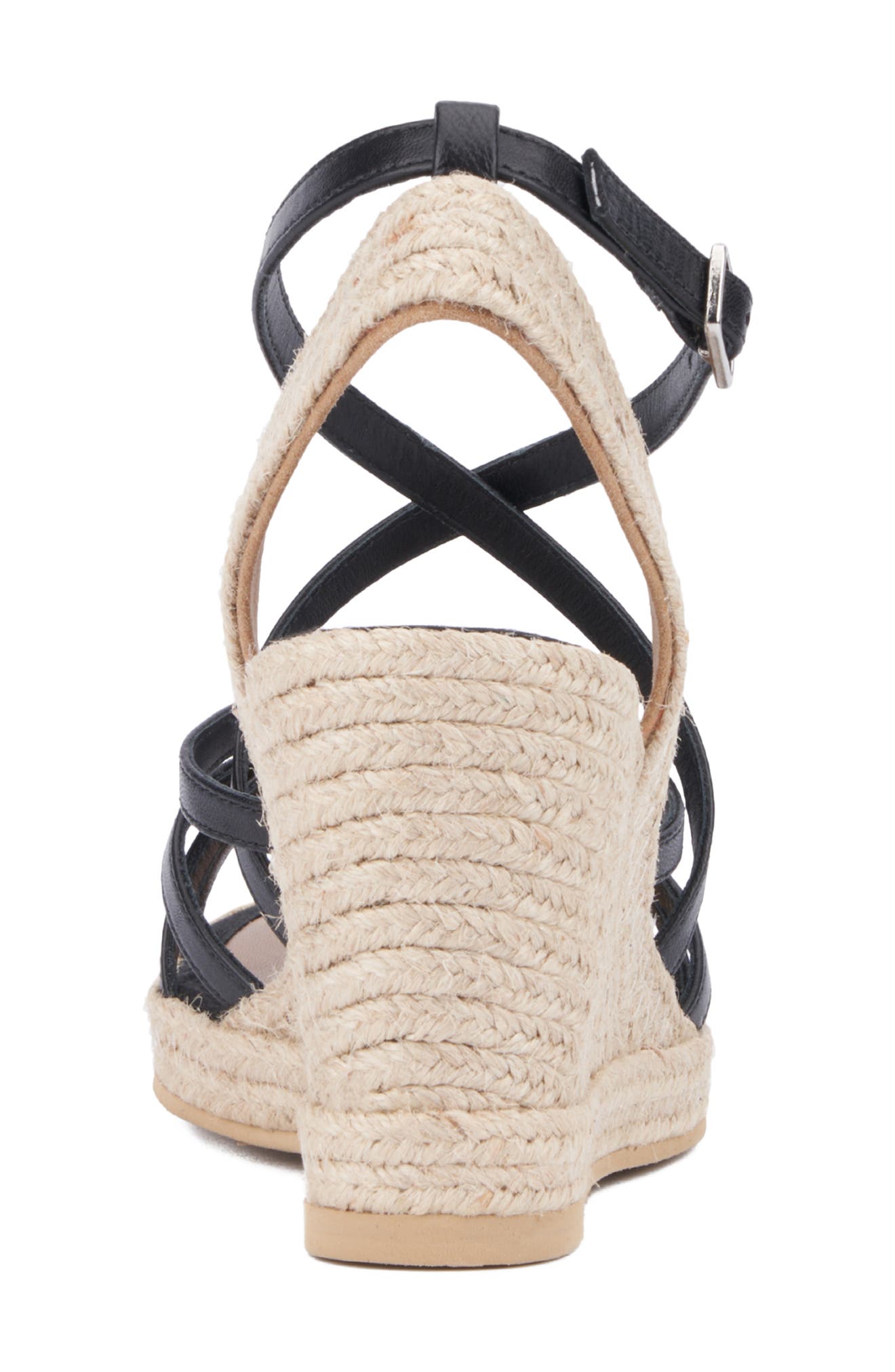 Aquatalia Jenni Water Repellent Ankle Strap Espadrille Platform Wedge Sandal, Alternate, color, Black