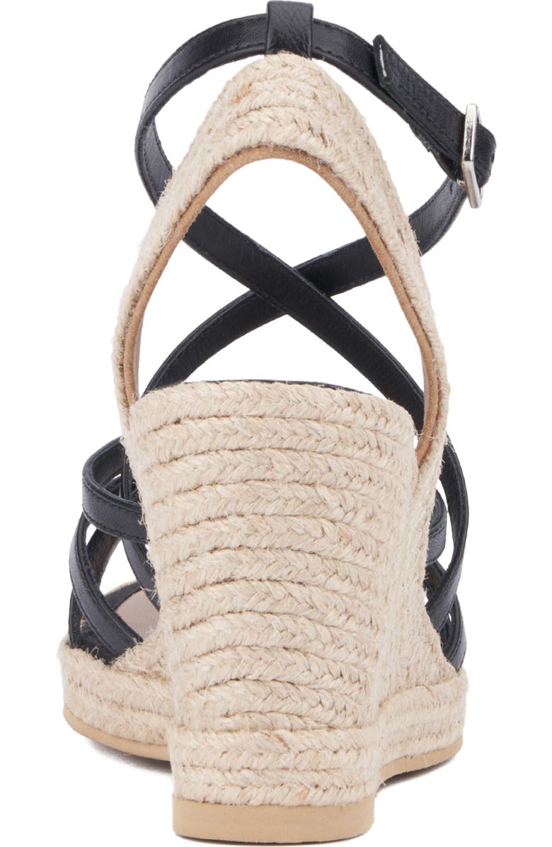 Aquatalia Jenni Water Repellent Ankle Strap Espadrille Platform Wedge Sandal, Alternate, color, Black