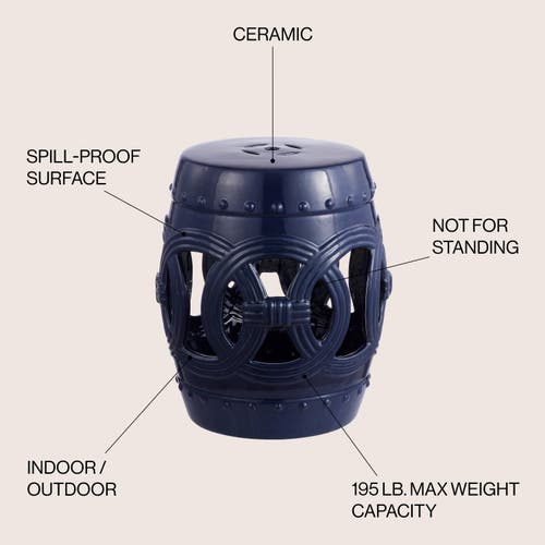 Jonathan Y Lucky Coins 16" Chinese Ceramic Drum Garden Stool In Navy