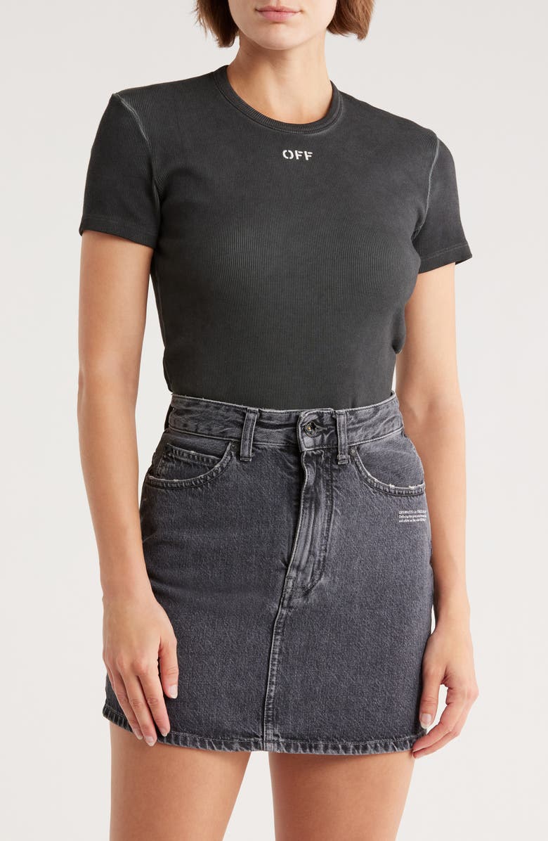 Off-White Off Stamp Basic Rib T-Shirt, Main, color, Washed Grey