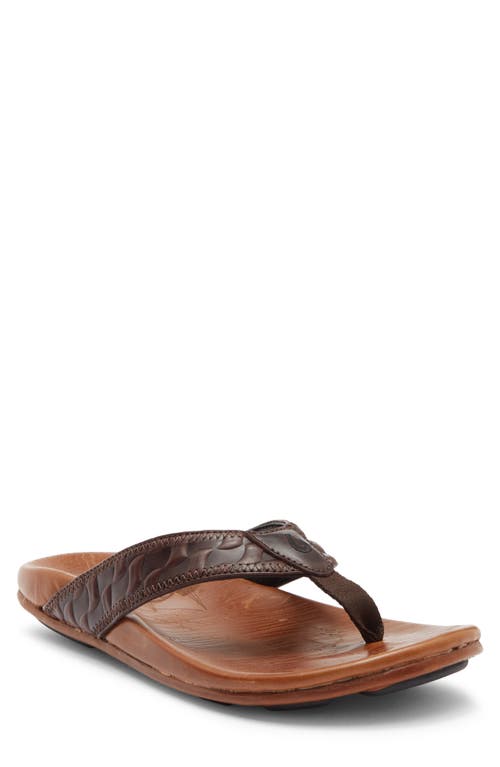 Olukai Hikianalia Flip Flop In Dark Java/tan