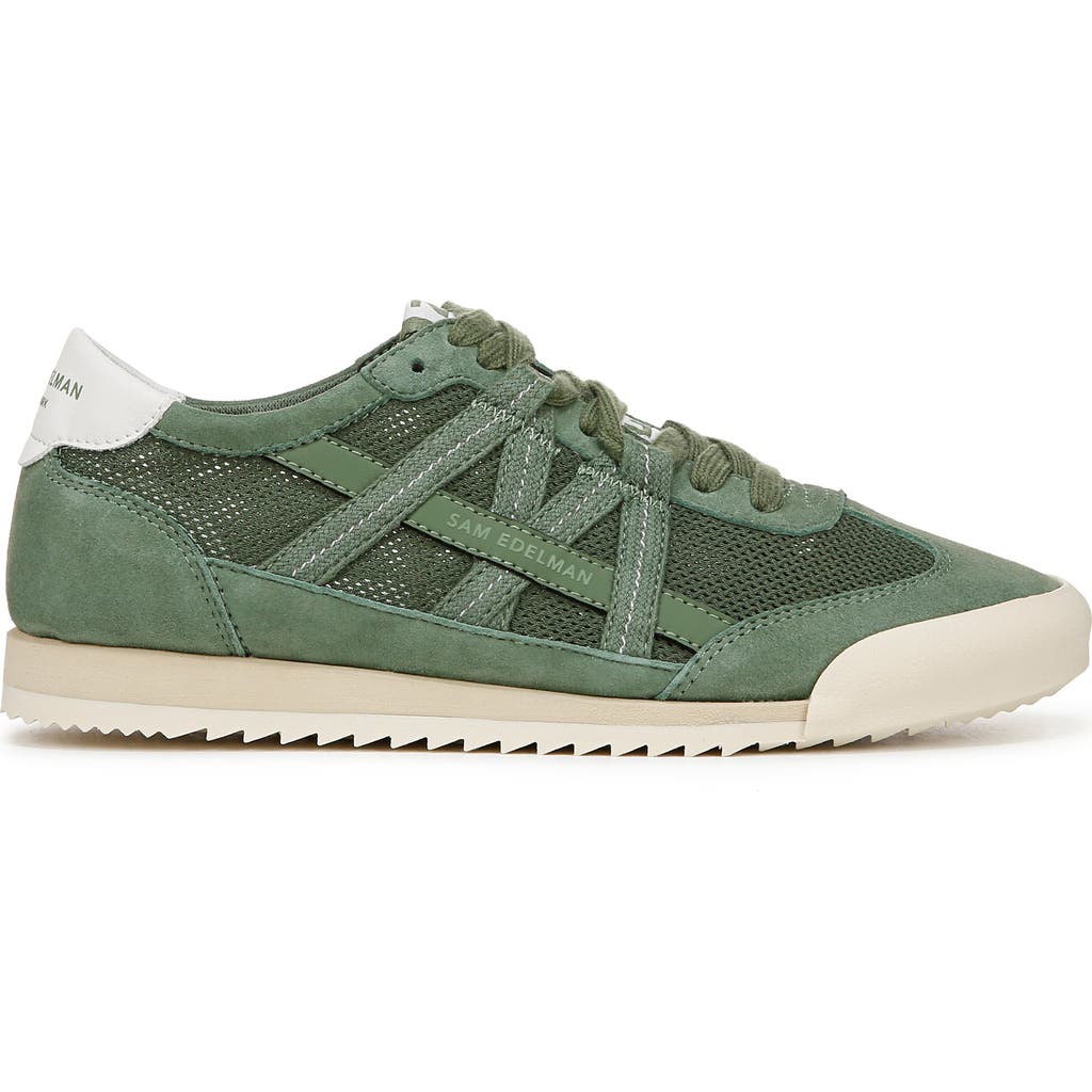 Sam Edelman Irma Lace Up Sneaker Green Agave Suede In Green Agave/sugar