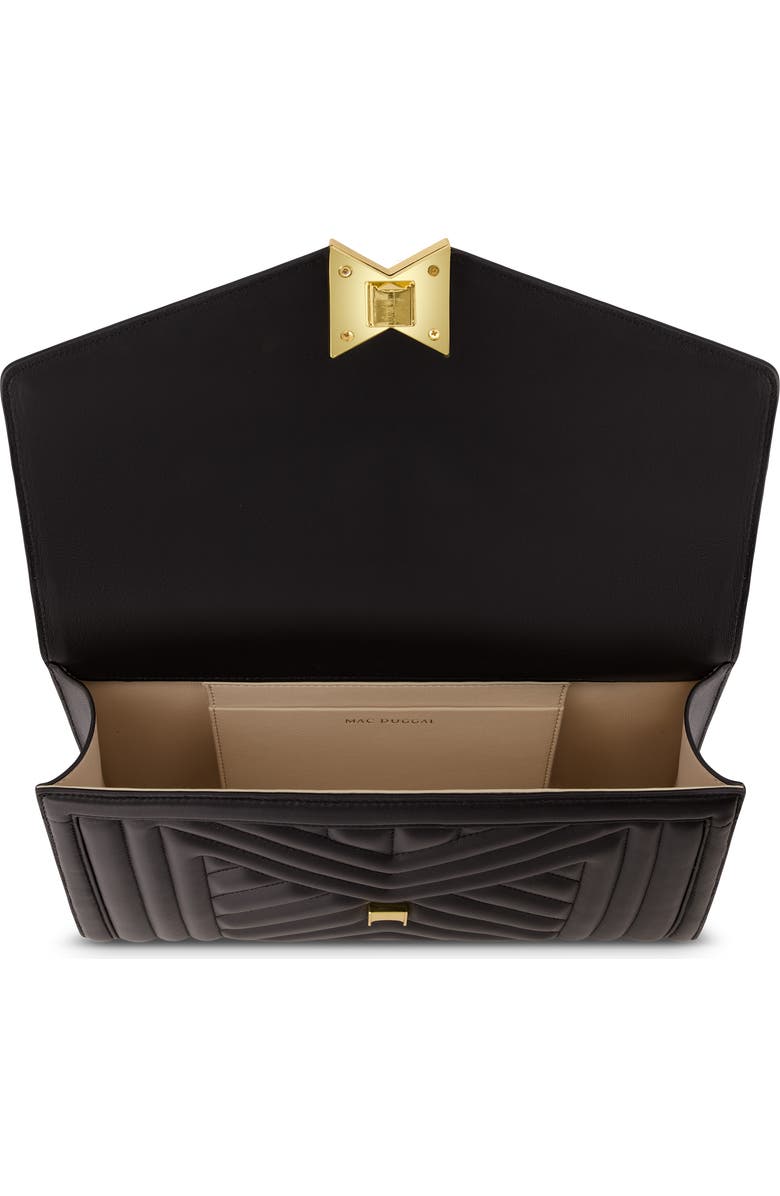 Mac Duggal Gold Chain Quilted Napa Leather Handbag, Alternate, color, Black