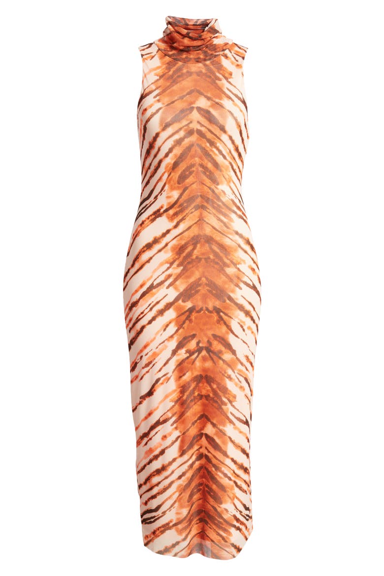 Poste Turtleneck Body-Con Maxi Dress, Alternate, color, PLACEMENT TIGER