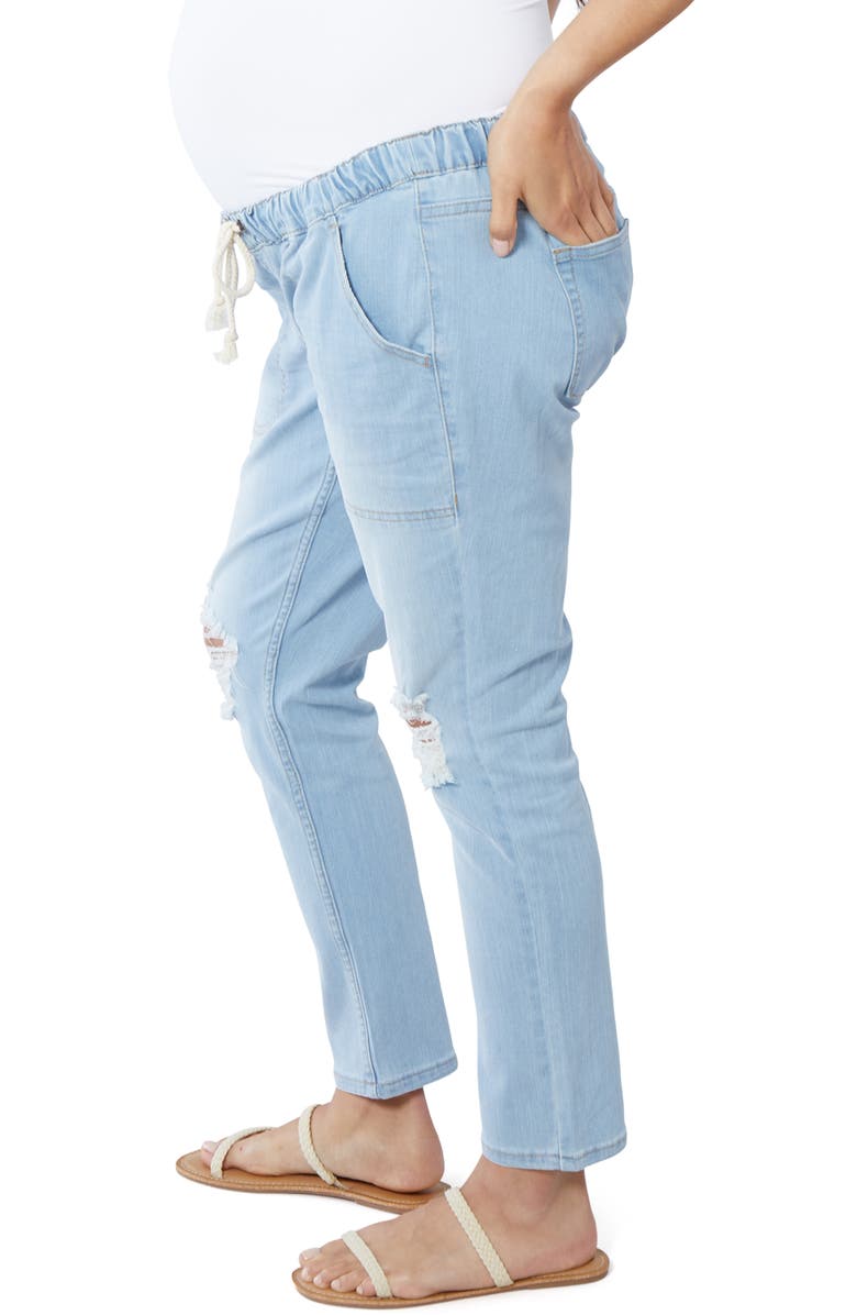 Ingrid & Isabel<sup>®</sup> Drawstring Maternity Boyfriend Jeans, Alternate, color, 
