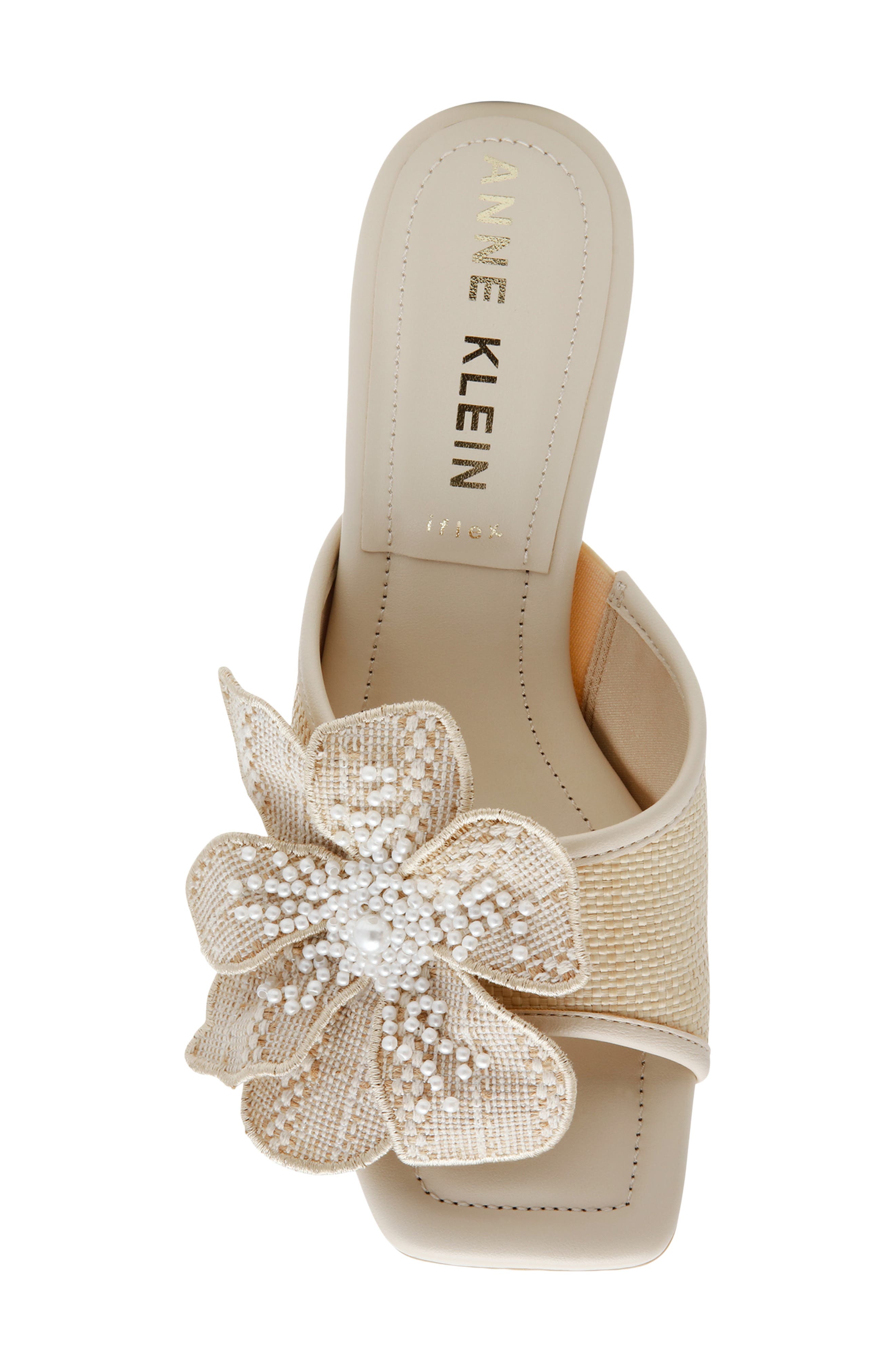 Anne Klein Julia Beaded Floral Slide Sandal, Alternate, color, 