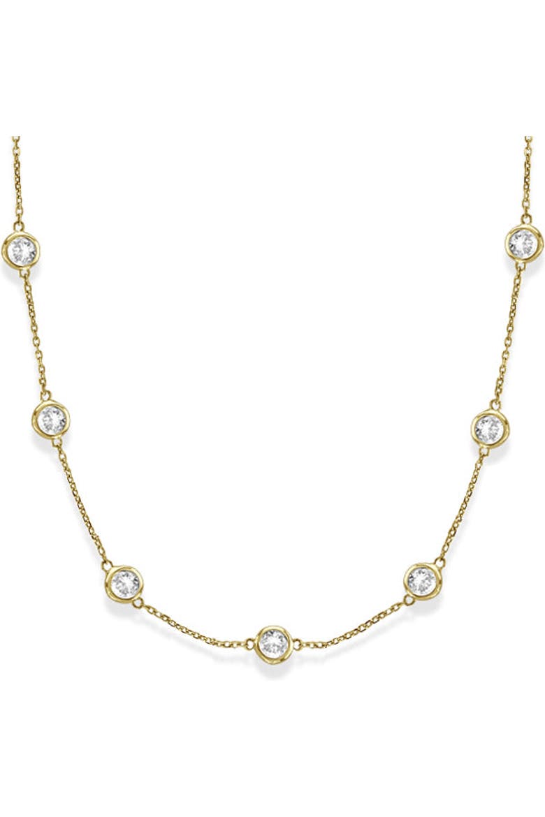 Natural Diamond Station Necklace Bezel-Set 14k(6.00ctw), Main, color, Yellow Gold