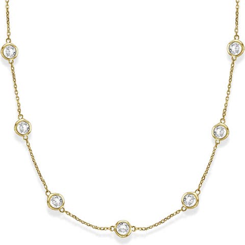Natural Diamond Station Necklace Bezel-Set 14k (6.00ctw)