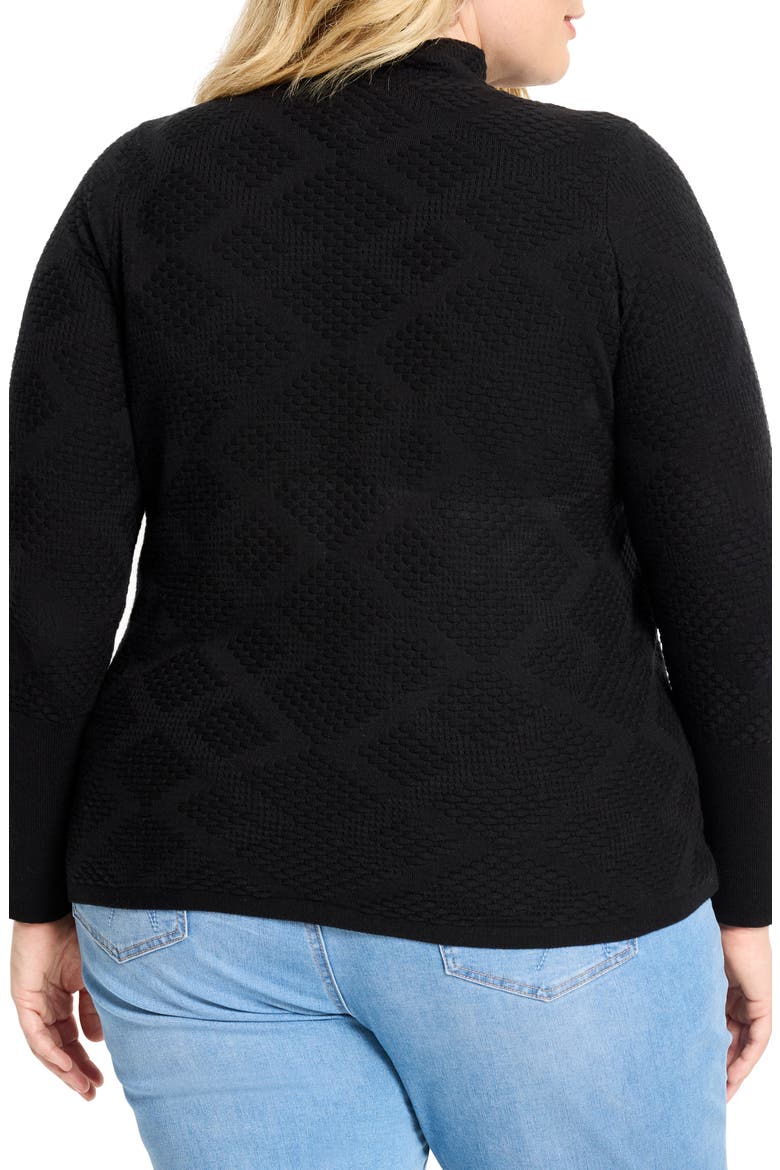 Diamond Stitch Funnel Neck Sweater, Alternate, color, BLACK ONYX