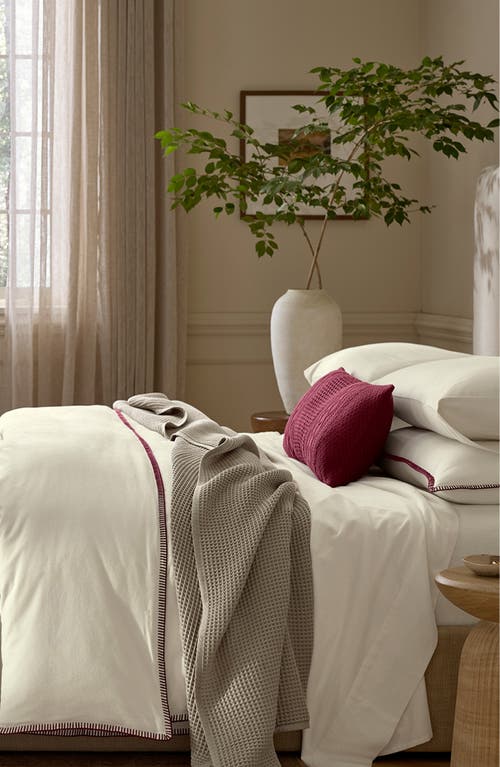 Boll & Branch Aran Cable Organic Cotton Decorative Pillow In Burgundy