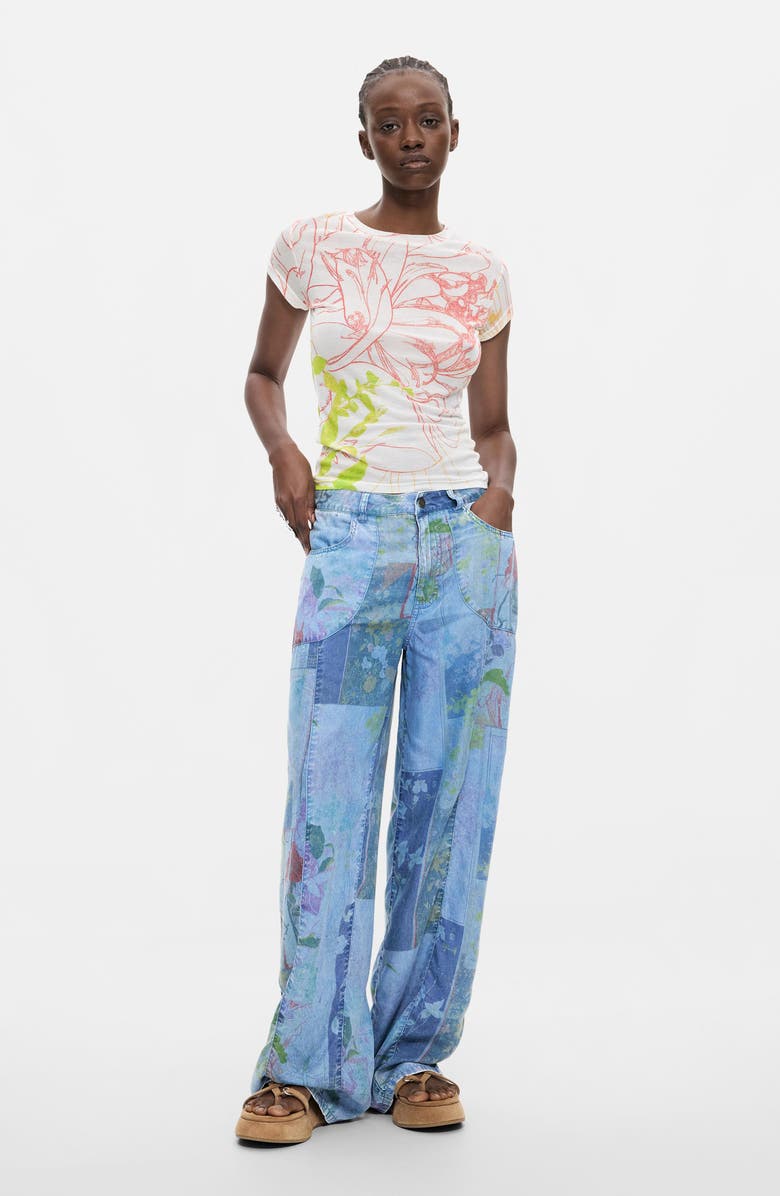 Desigual Floral Print Modal T-Shirt, Alternate, color,