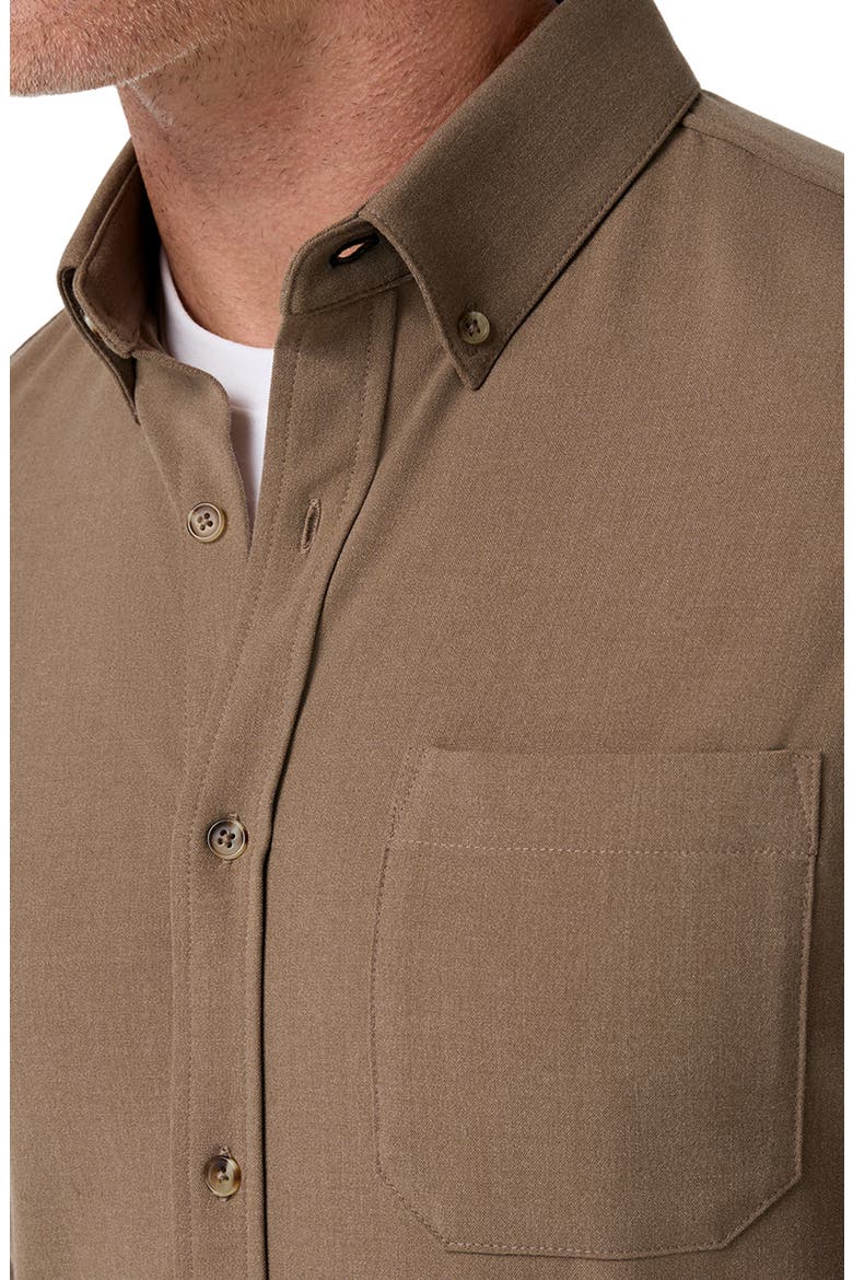 City Trim Fit Flannel Button-Down Shirt, Alternate, color, MOCHA HEATHER TRIM