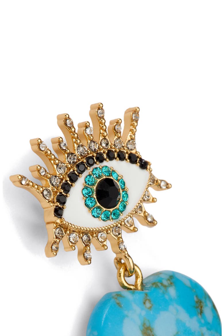 Evil Eye & Heart Drop Earrings, Alternate, color, TURQUOISE
