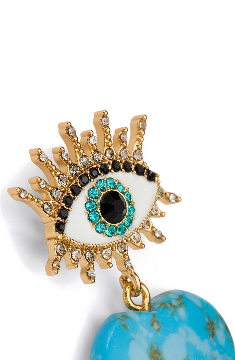 Kurt Geiger London Evil Eye & Heart Drop Earrings, Alternate, color,