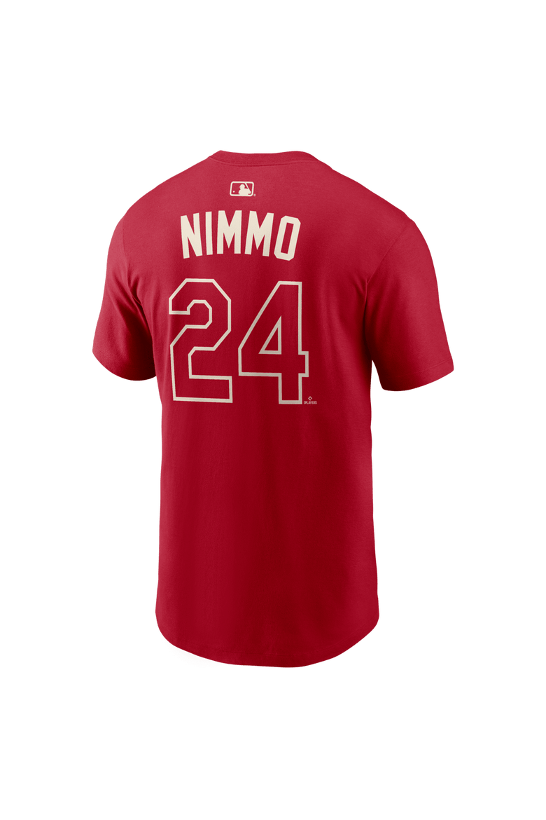 Men's Nike Brandon Nimmo Red Texas Rangers 2026 City Connect Name & Number T-Shirt, Alternate, color, Red