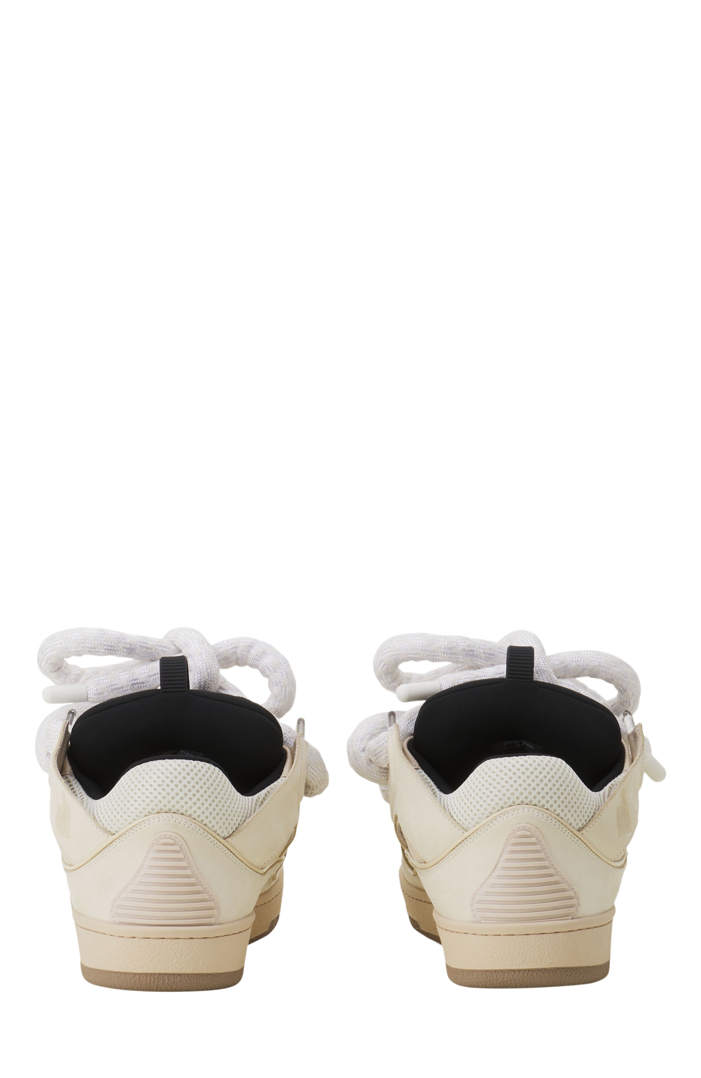 Lanvin Curb Sneakers In Leather With Snake Laces, Alternate, color, Beige/Black