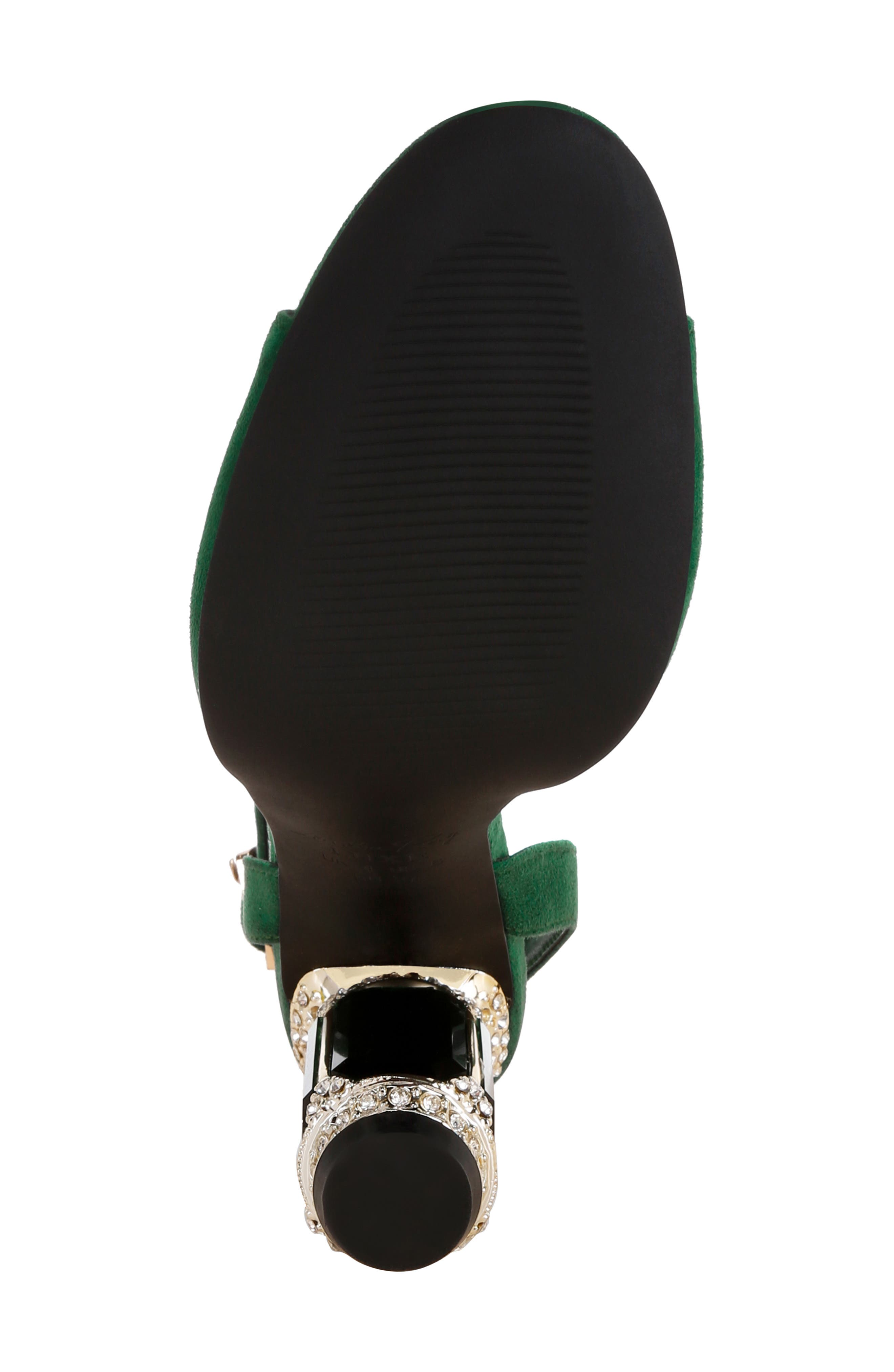 Raome Embellished Heel Sandal, Alternate, color, GREEN SUEDE