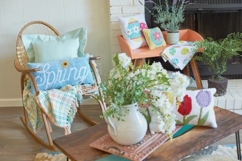 C & F Home C&f Home 50" X 60" Bunny Trail Plaid Spring Easter Themed Accent Throw Blanket In Blue
