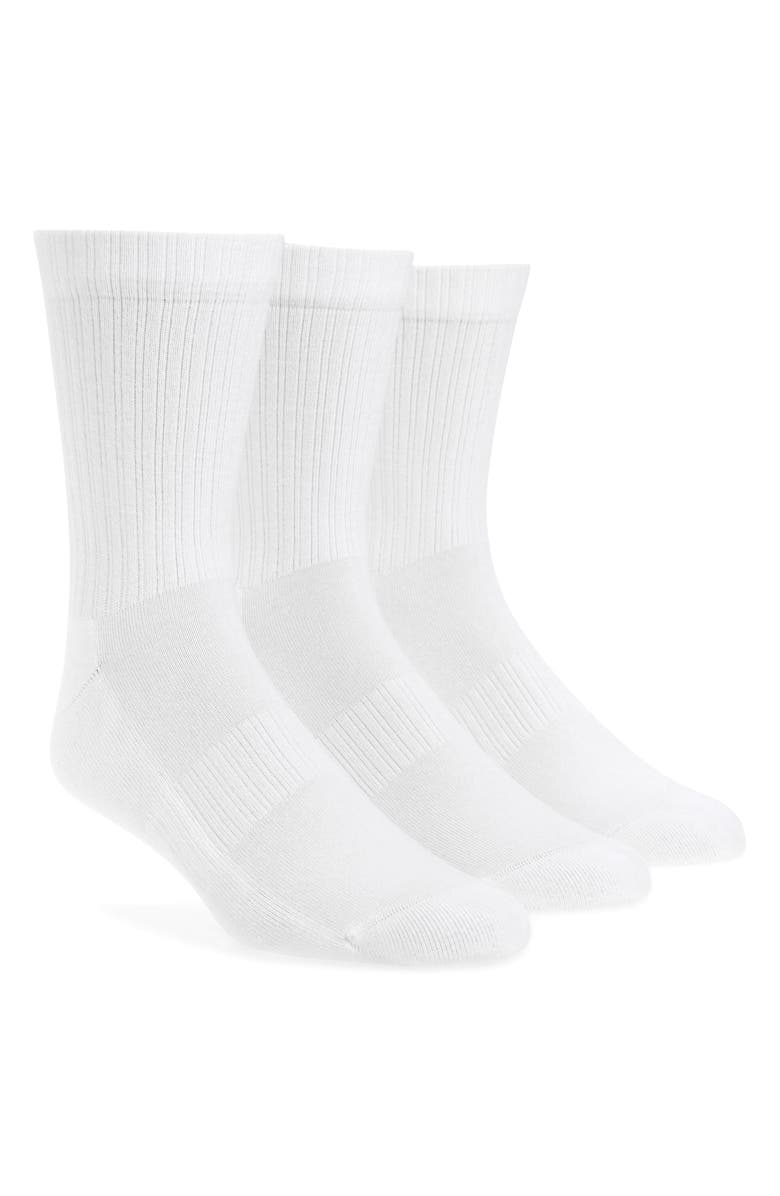 BOSS 3-Pack Ribbed Crew Socks, Main, color, White