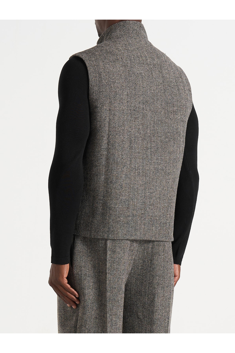 Levi Herringbone Wool Zip Gilet, Alternate, color, Grey