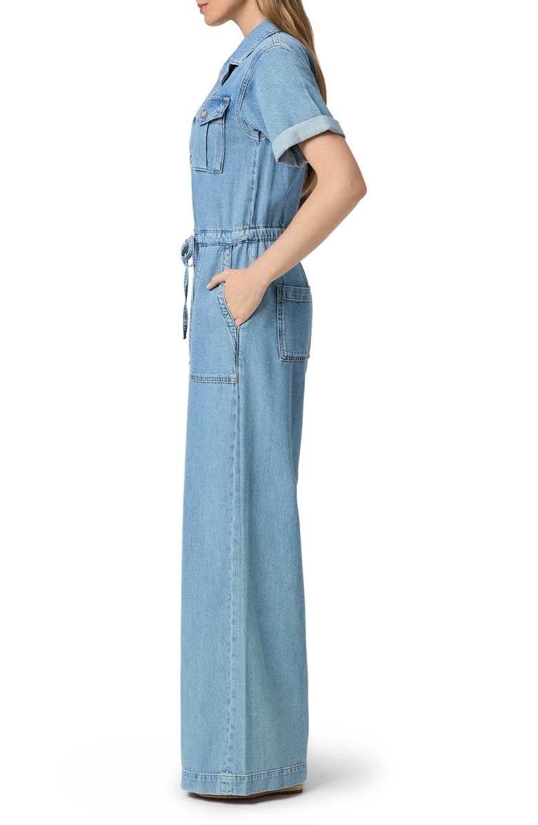 PAIGE Rumi Short Sleeve Denim Jumpsuit, Alternate, color, Serenity