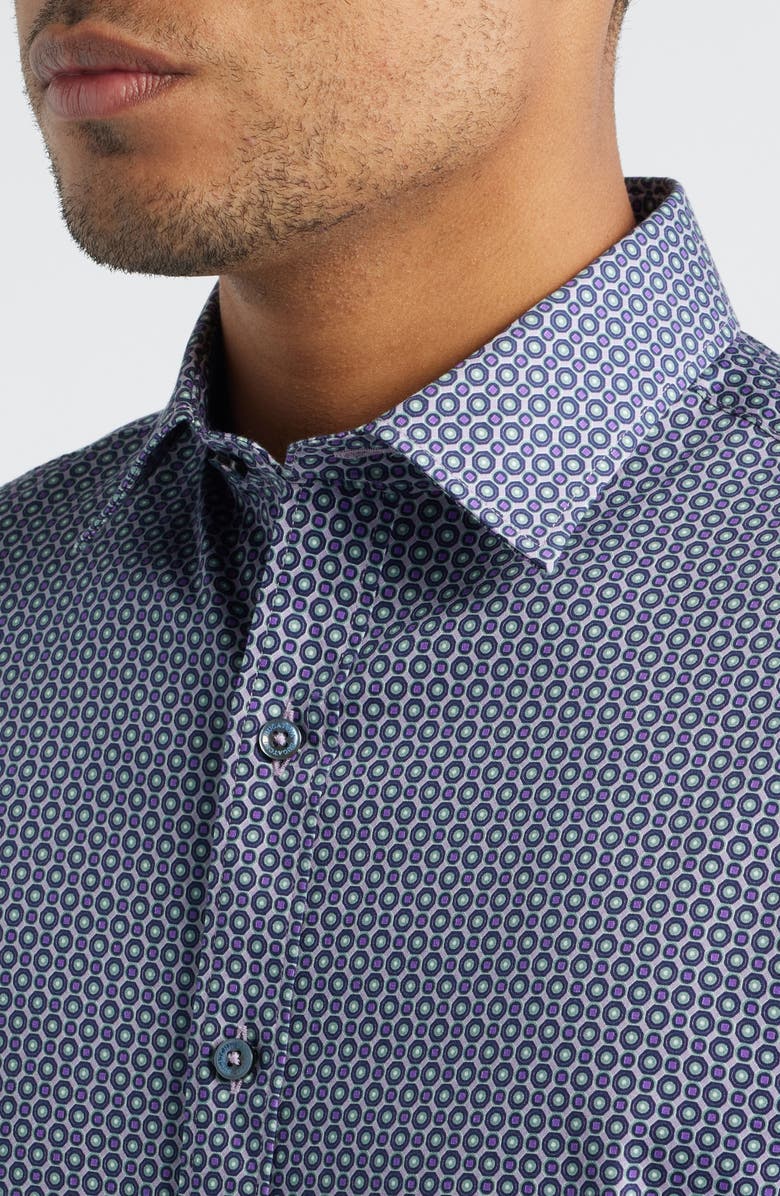 Bugatchi Julian Shaped Fit Button-Up Shirt, Alternate, color, Lilac