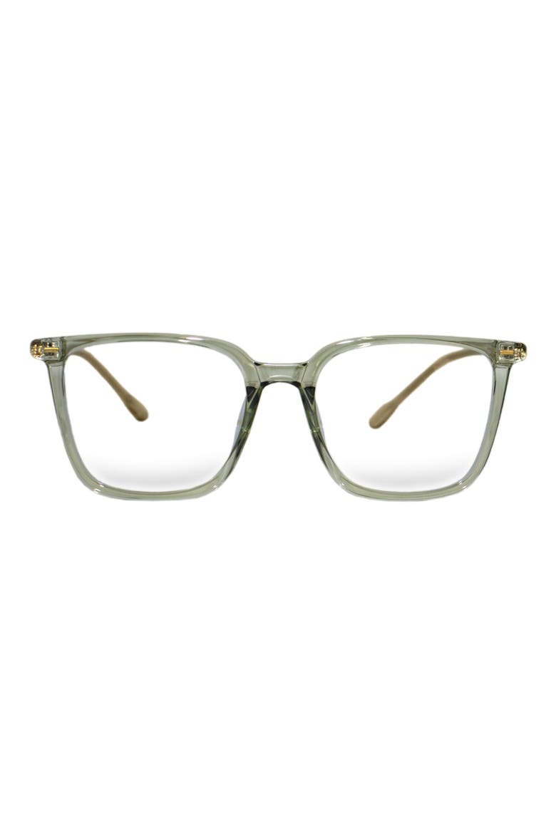 Frankie 62mm Square Blue Light Blocking Glasses, Main, color, TRANSPARENT GREEN/ CLEAR