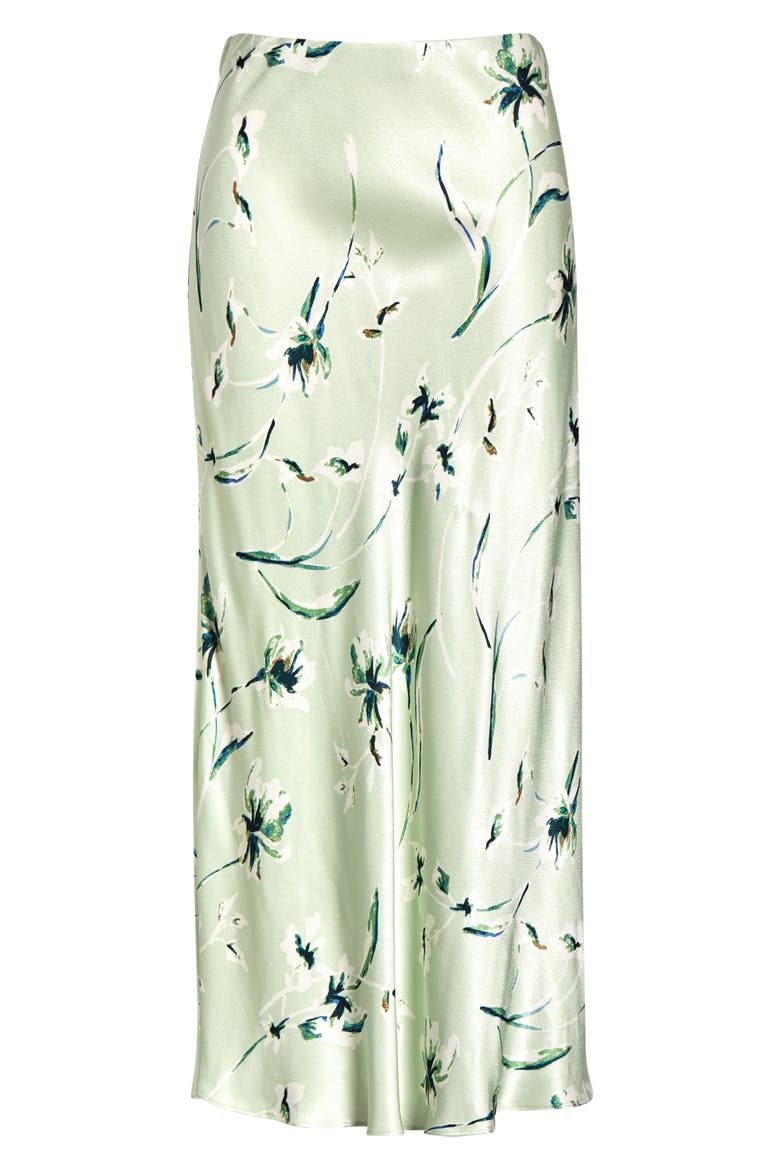 Anya Floral Satin Midi Skirt, Alternate, color, MINT LINNEA