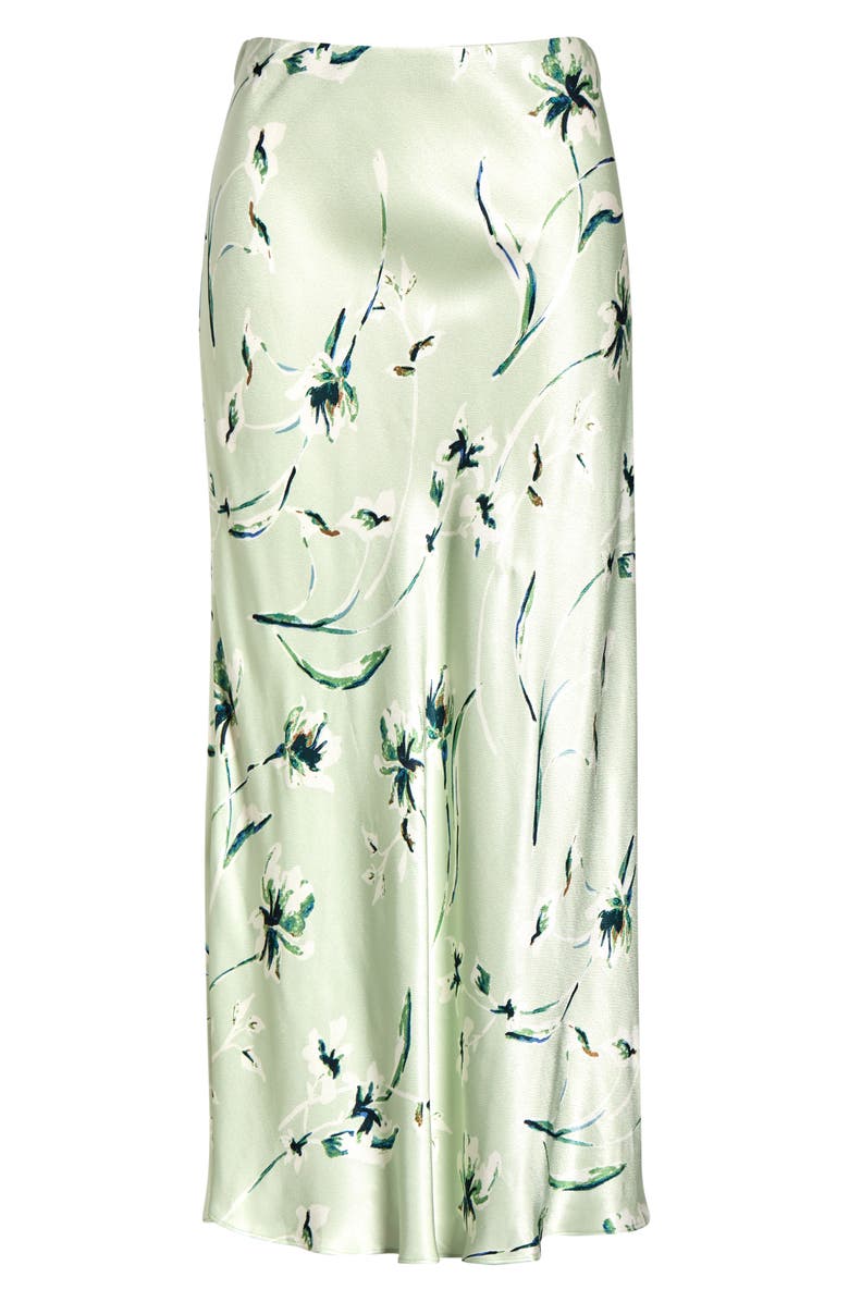 Rails Anya Floral Satin Midi Skirt, Alternate, color, Mint Linnea