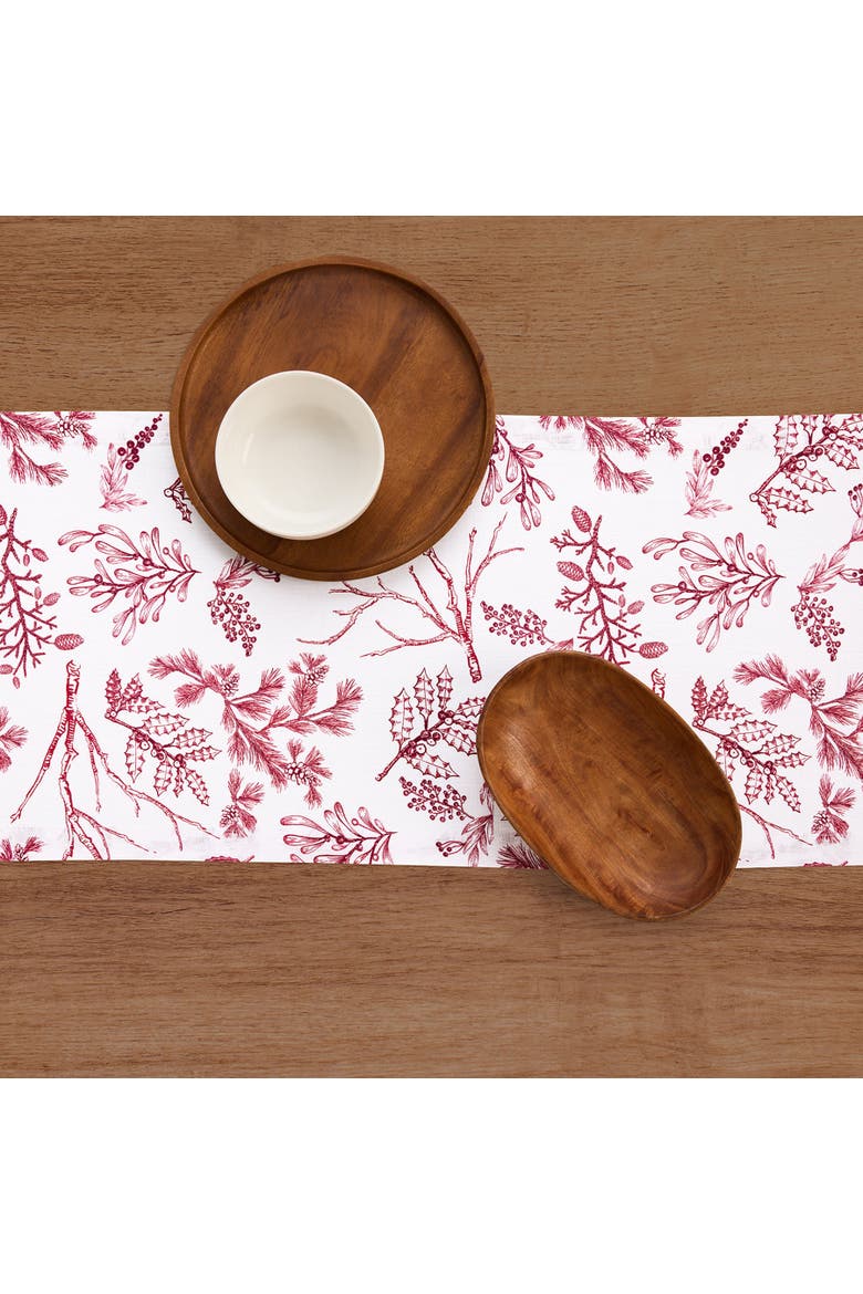 Linen Table Runner - Winter Forest, Alternate, color, Red/White